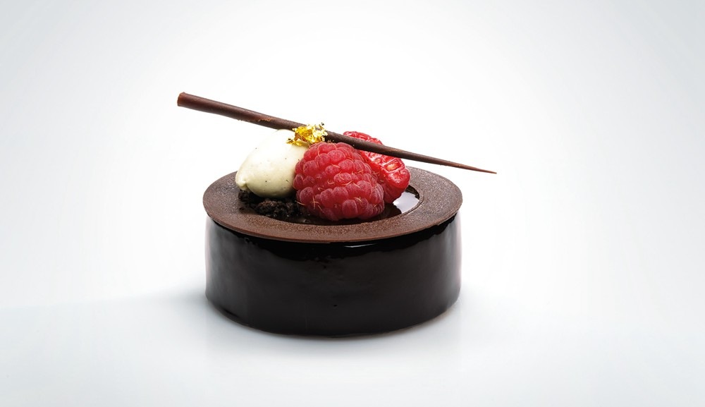 Patisserie Platine - Chocolate Mousse with Raspberry and Pistachio